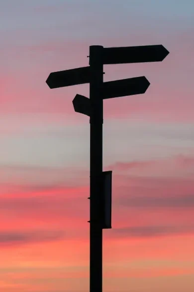 Wegweiser, der Veränderung darstellt